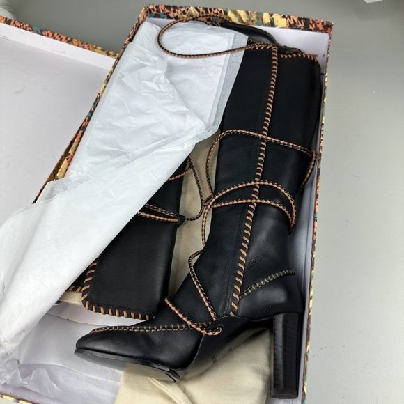 Ulla Johnson Atlas Moccasin High Heel Boot in Noir - Picture 3 of 9